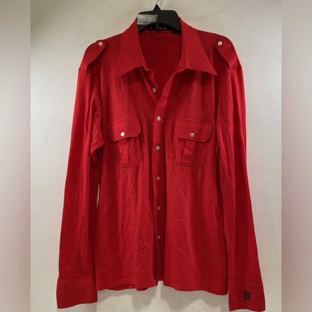 Givenchy Red Cotton-Polyester Blend Button Up Blo… - image 1